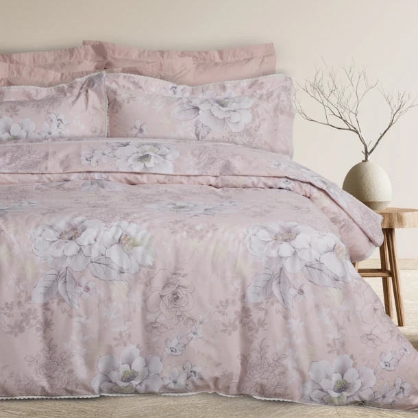 Σετ Σεντόνια Βαμβακοσατέν King 250x270εκ. Prestige 1711 Grey-Pink Das Home