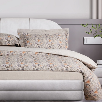 Σετ Παπλωματοθήκη Βαμβακερή Υπέρδιπλη 220x240εκ. Happy 9687 Beige Das Home