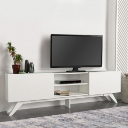 Έπιπλο τηλεόρασης Jarvis Megapap από μελαμίνη χρώμα λευκό 180x31,3x58εκ.