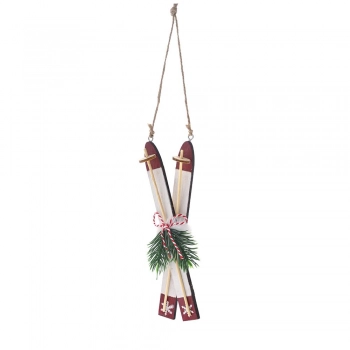 Χριστουγεννιάτικα Πέδιλα Σκι Κρεμαστά Ξύλινα 6x2x18εκ. iliadis 