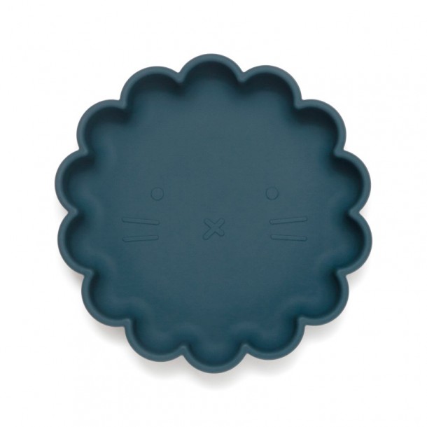 Πιάτο Σιλικόνης Με Βεντούζα Lion Balsam Blue 18x18x3εκ. Petit Monkey PTM-SP5