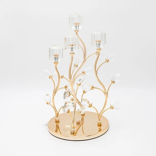 Κηροπήγιο Ρεσώ 4 Θέσεων Μεταλλικό-Γυάλινο Χρυσό 20x36εκ. ESTHETI 819-00235