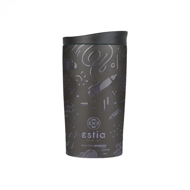 Θερμός Ποτήρι Ανοξείδωτος Travel Mug Noir Echo Save The Aegean 350ml-8x8x15εκ. Estia 01-25588