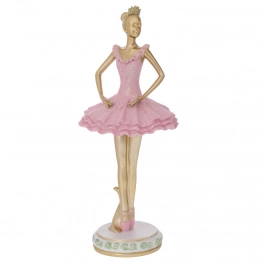 Διακοσμητική Επιτραπέζια Μπαλαρίνα Polyresin Χρυσή-Ροζ iliadis 15x15x37εκ. 91747
