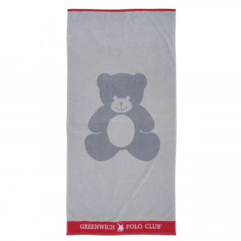 Πετσέτα Θαλάσσης Βαμβακερή 70x140εκ. Beach Towels 3895 Γκρι-Κόκκινη Greenwich Polo Club Junior