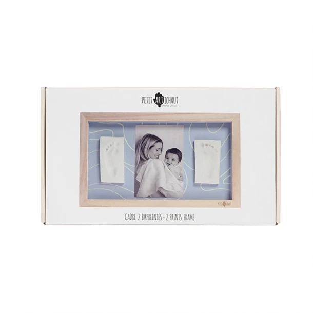 Κορνίζα Ξύλινη Για Φωτογραφία & 2 Αποτυπώματα Του Μωρού Σας 32x2,3x19εκ. Blue Abstract Petit Artichaut PA1704