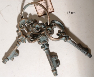 Διακοσμητικό Κλειδί Σετ 3τμχ Σιδερένιο Αντικέ Πράσινο 17εκ. Royal Art CAS2/876GR