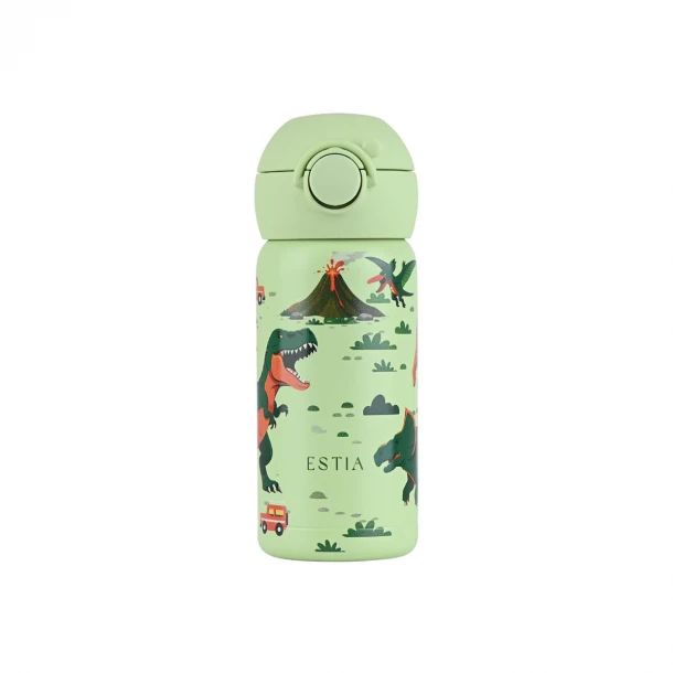 Θερμός Παιδικό Ανοξείδωτο Με Καλαμάκι Dino Explorer 350ml-7x7x18εκ. Save The Aegean Estia 01-43629
