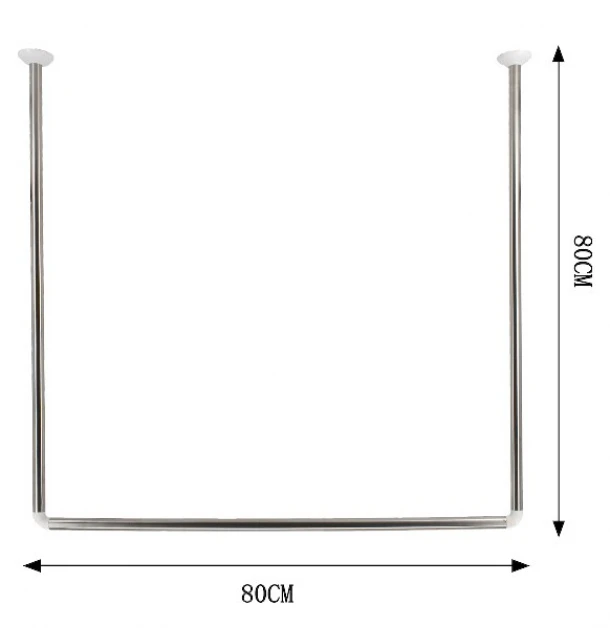 Βέργα Κουρτίνας Μπάνιου Γωνιακή Βιδωτή Μεταλλική-Πλαστική 80x80εκ. Ασημί 2436663