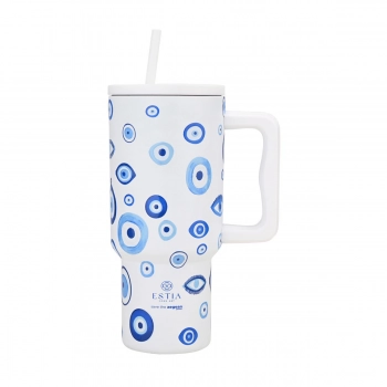 Θερμός Ανοξείδωτος Straw Tumbler XL 14,5x10x22,5εκ.-900ml Spirit Of Luck Save The Aegean Estia 01-35204