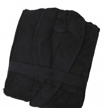 Μπουρνούζι Ενηλίκων Με Γιακά Βαμβακερό Extra Large Daily Black Sb home