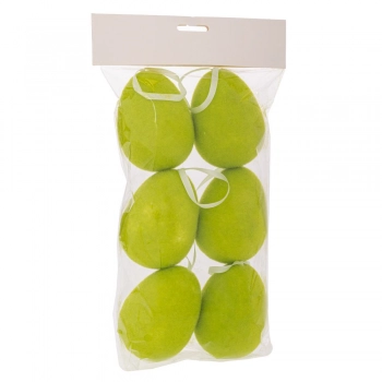 Σετ 6τμχ Αυγά Κρεμαστά Χνουδωτά Σε Σακούλα Πράσινα 7x10εκ. iliadis 92453