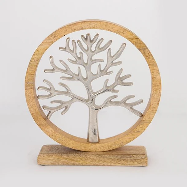 Διακοσμητικό Επιτραπέζιο Δέντρο Ξύλινο-Μεταλλικό Ασημί-Natural 28x5x31εκ. 752-28561