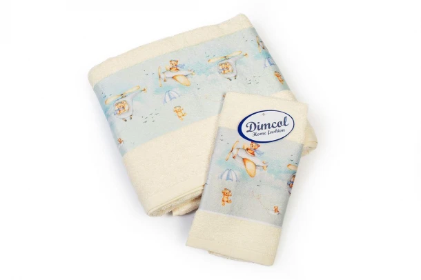 Σετ Πετσέτες 2τμχ Μπεμπέ Βαμβακερές Helicopter 307 Ecru DimCol