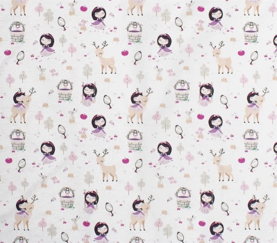 Πάνα Χασέ Βαμβακερή 80x80εκ. Lily & Deer 179 White-Pink DimCol