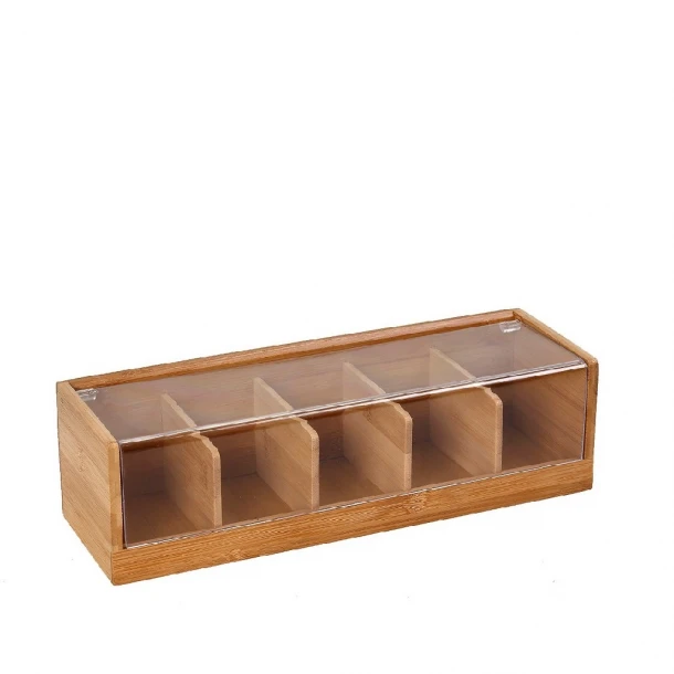 Κουτί 5 Θέσεων Με Καπάκι Bamboo-Acrylic Natural 36x13x10εκ. XYX110