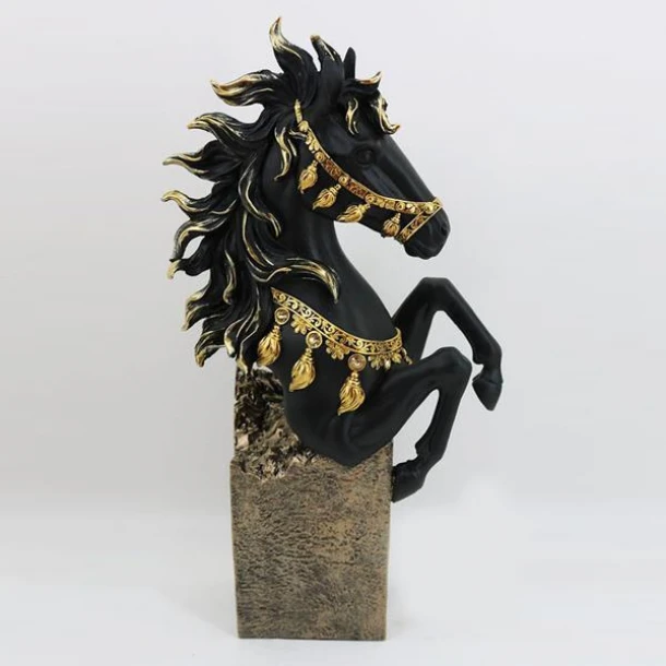 Διακοσμητικό Άλογο Polyresin Χρυσό-Μαύρο 22x10x40εκ. ESTHETI 752-11633