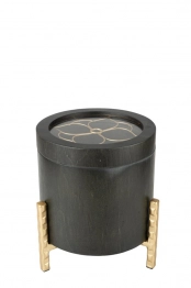 Διακοσμητικό Κουτί Ξύλινο-Μεταλλικό Μαύρο-Χρυσό Με Λουλούδι 17x17x19εκ. Zen Collection 24.19.50835