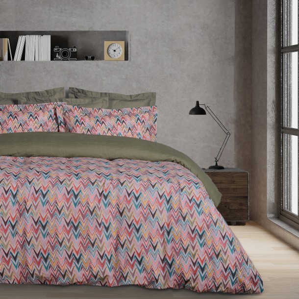 Σετ Παπλωματοθήκη Polycotton Υπέρδιπλη 220x240εκ. Casual 5425 Μπεζ-Λαδί Das Home