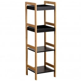Ραφιέρα 4 Θέσεων Bamboo-MDF Μπεζ-Μαύρη 34x33x110εκ. MRShome 1147000