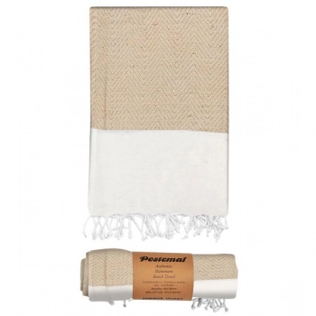 Πετσέτα Θαλάσσης Pestemal Βαμβακερή White-Brown 90x180εκ. Summer tiempo 42-2946