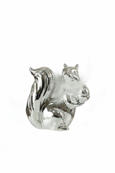 Διακοσμητικός Επιτραπέζιος Σκίουρος Κεραμικός Ασημί Λευκό Πούπουλο 12x12x6εκ. Zen Collection 24.7.50470