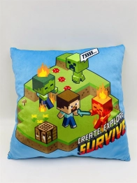 Διακοσμητικό Μαξιλάρι Velboa 38x38εκ. Mojang Minecraft 606 Green-Sky Blue DimCol