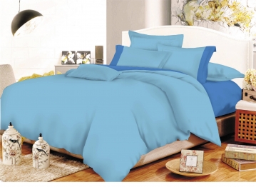 Σετ Σεντόνια Με Φάσα Polycotton Διπλά 200x240εκ. Light Blue-Blue Komvos Home 7001105-9