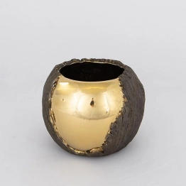 Κασπώ Κεραμικό Καφέ-Χρυσό 18,5x18,5x15εκ. ESTHETI 752-18012