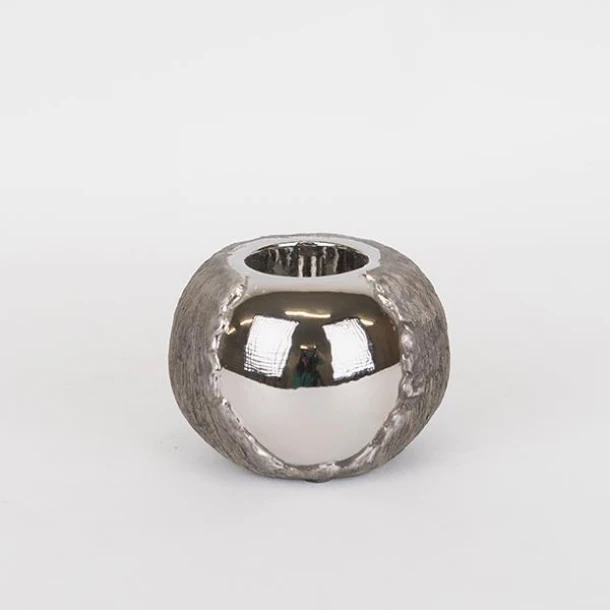 Κηροπήγιο Ρεσώ Κεραμικό Ασημί-Καφέ 10,5x7,5εκ. ESTHETI 752-24055