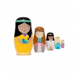 Μπάμπουσκες Σετ 5τμχ Ξύλινες Princess Petit Monkey PTM-ND3