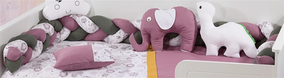 Πάντα Κούνιας Πλεξούδα Polycotton 220εκ. Τρίχρωμη 33 Dark Green-Dark Mauve DimCol