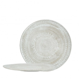 Πιατέλα Σερβιρίσματος Stoneware Ανάγλυφη Aztec White ESPIEL 30,8εκ. ZAT106K2