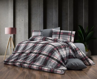 Σετ Σεντόνια 4τμχ Polycotton King 240x270εκ. Εκάβη 424 Grey-Bordeaux DimCol