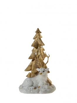 Χριστουγεννιάτικο Διακοσμητικό Δέντρο Με Τάρανδο Polyester Λευκό-Χρυσό 12,5x12x20εκ. Zen Collection 25.42.51973
