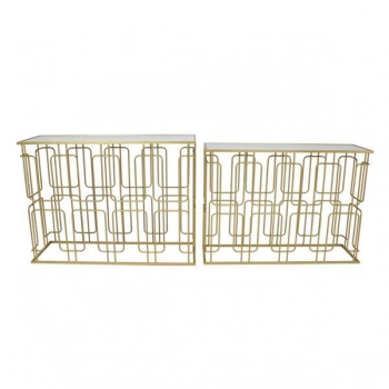 Κονσόλα Σετ 2τμχ Μεταλλική-Γυάλινη Χρυσή 107x35,5x79,5εκ./101,5x30,5x74εκ. ESTHETI 750-39565