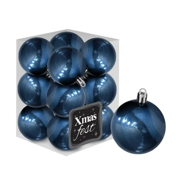 Σετ Μπάλες 12τμχ Περλέ Πετρόλ Δ4εκ. Xmas fest 93-3544