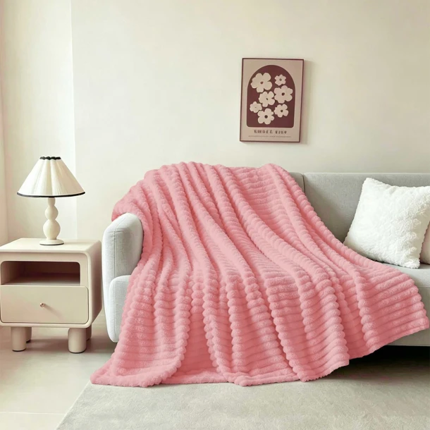Κουβέρτα Faux Fur Καναπέ 100x150εκ. Persa Pink Melinen 20006620