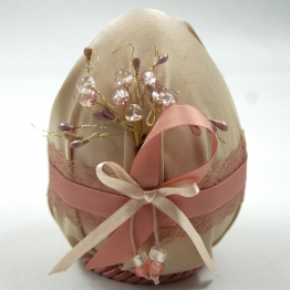 Πασχαλινό Διακοσμητικό Αυγό Γυάλινο Με Μπεζ Σατέν Ύφασμα Royal Art 16εκ. GOU21/8/15BE