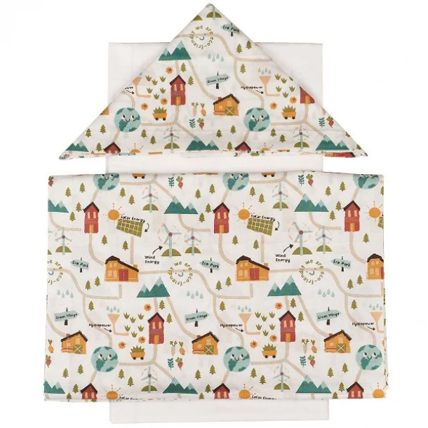 Σετ Σεντόνια 3τμχ Βαμβακερά Κούνιας 100x160εκ. Green Village 27943