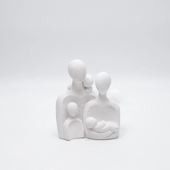 Διακοσμητικό Επιτραπέζιο Οικογένεια Με 5 Φιγούρες Polyresin Λευκό 11,5x7,5x13,5εκ. ESTHETI 819-00778