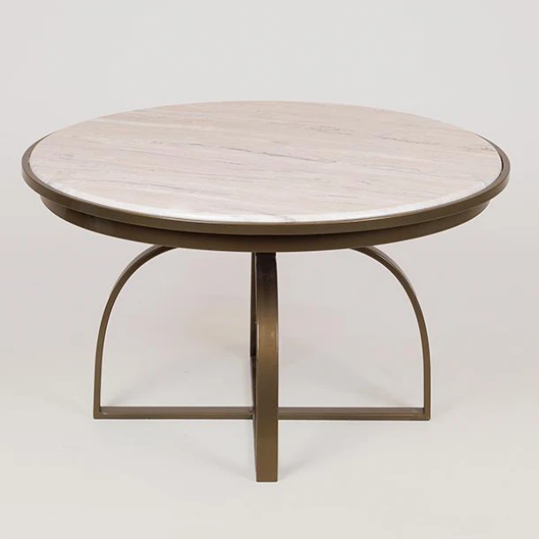 Τραπεζάκι Σαλονιού Μεταλλικό Χρυσό-Λευκό 70x70x40εκ. ESTHETI 750-39558