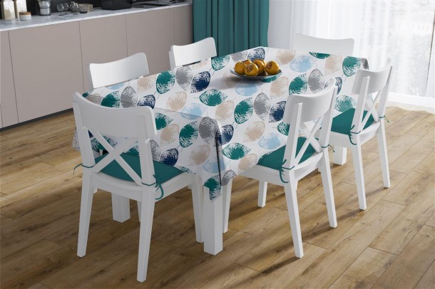 Σετ 2τμχ Τραπεζομάντηλο & Runner Polycotton Αλέκιαστο 140x300εκ.-40x300εκ. Leaves 466 Petrol DimCol