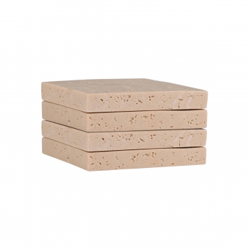 Σουβέρ Σετ 4τμχ Με Όψη Πέτρας Travertine 10x10x1,35εκ. Estia 07-36867
