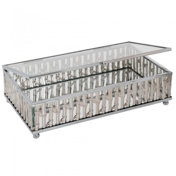 Μπιζουτιέρα Με Καθρέπτη Μεταλλική Ασημί 21x13x5εκ. iliadis 89410