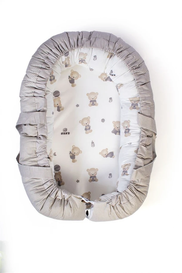 Φωλιά Ύπνου Βαμβακερή 85x60x15εκ. Bear's Nest 05 White-Grey DimCol