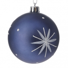 Χριστουγεννιάτικη Μπάλα Πλαστική Μπλε Με Σχέδια 8εκ. iliadis 81757