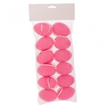 Σετ 12τμχ Αυγά Κρεμαστά Χνουδωτά Σε Σακούλα Ροζ 4x6εκ. iliadis 92449