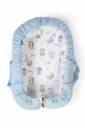 Φωλιά Ύπνου Βαμβακερή 85x60x15εκ. Bear's Nest 03 White-Sky Blue DimCol
