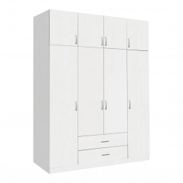 Ντουλάπα τετράφυλλη με συρτάρια Royal pakoworld σε λευκή απόχρωση 200x58x230εκ